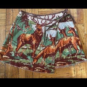 Free People Deer Print Woodland Wrap Skirt M
